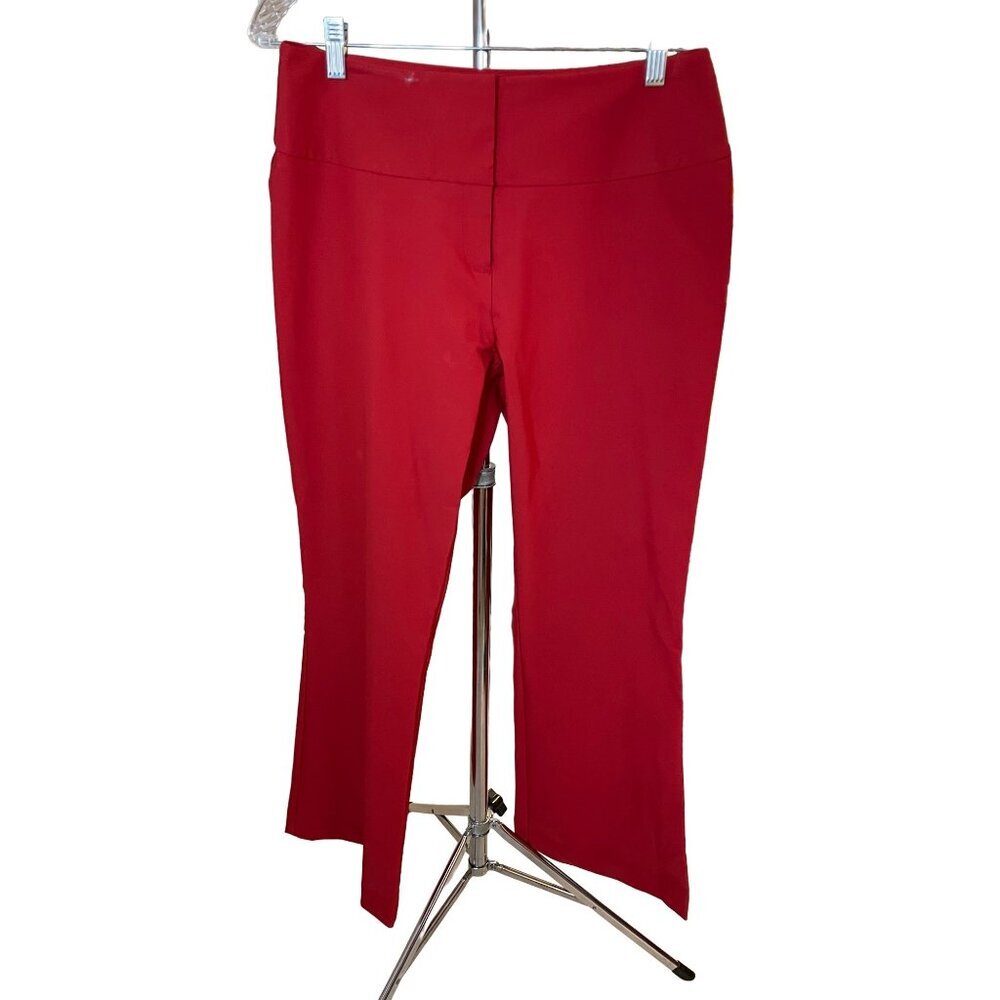 Cache Red Nylon Slim Fit Bootcut Pants Sz 10